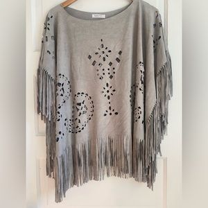 Suede Fringe Poncho